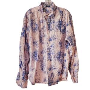 Coofandy Pink Blue Tie Dye Long Sleeve Button Up Shirt Size XXL